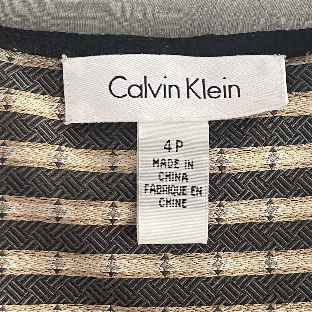 Calvin Klein Petites Black Silk Geometric Print V-Neck Sleeveless Top - Picture 6 of 7